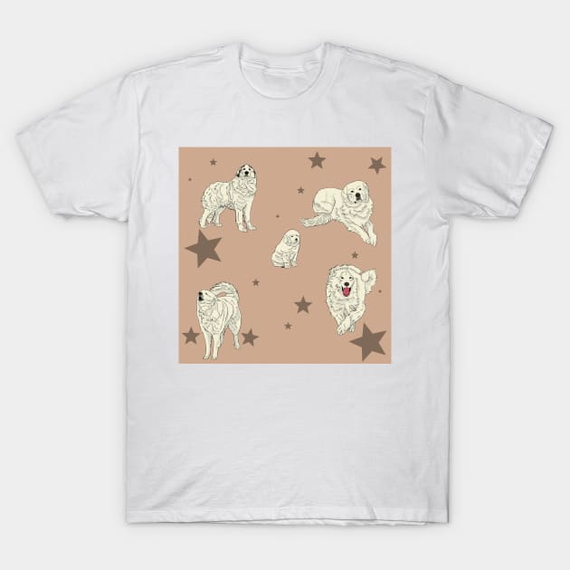 Great Pyrenees Pattern Coffee T-Shirt by TrapperWeasel